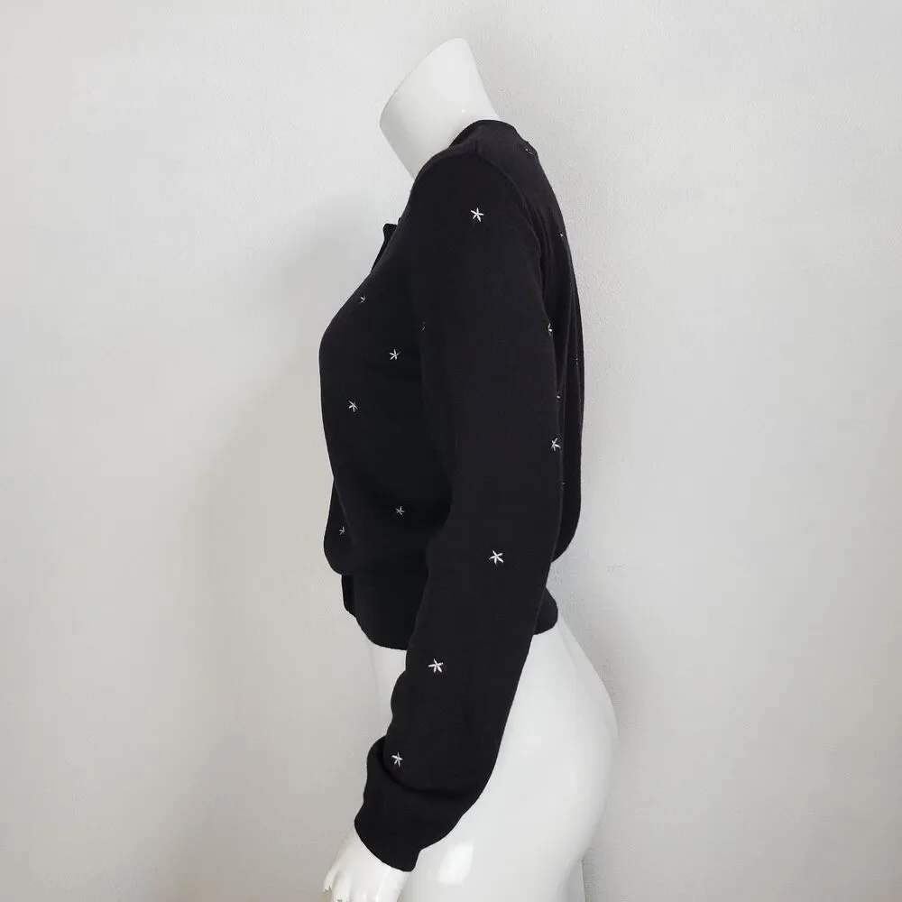 Vintage 90s Rena Rowan Black Embroidered Cardigan - Picture 3 of 5